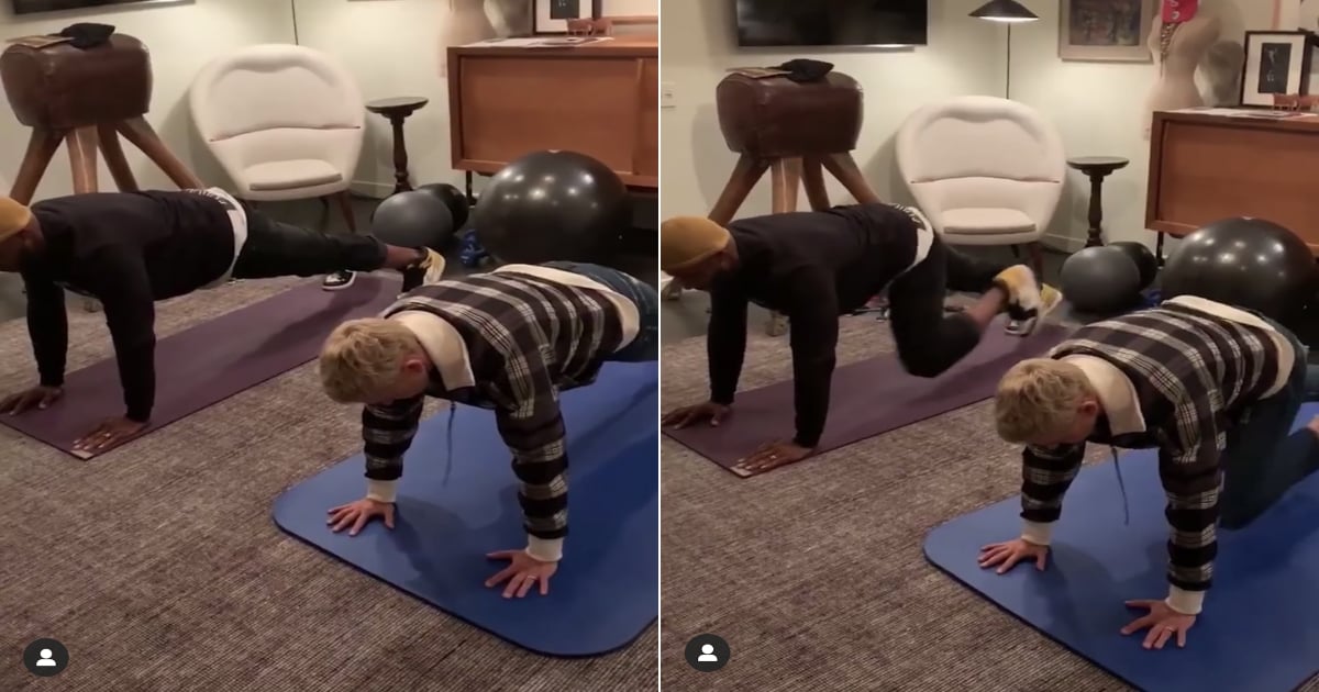 Ellen Degeneres Doing An Ab Workout Before Her Show Popsugar Fitness