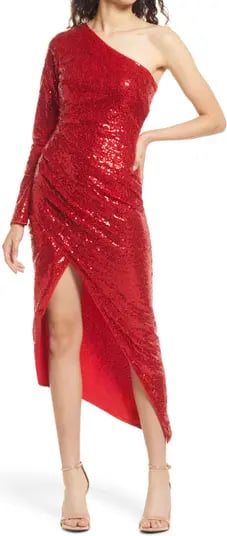 Lulus Deja Vu Sequin One-Shoulder Gown