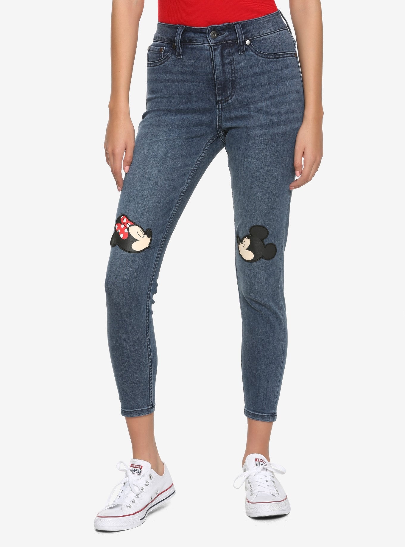 mickey mouse patch jeans