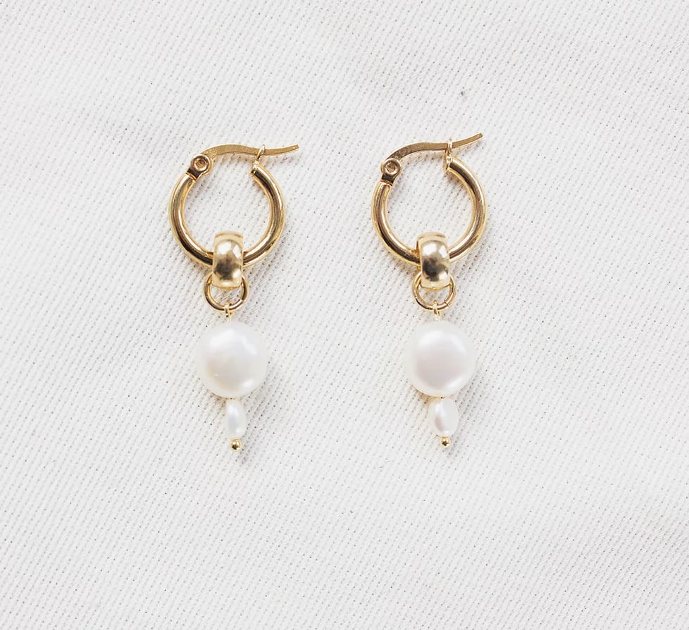 For Everyday Wear: Yam Pearl Drop Hoops