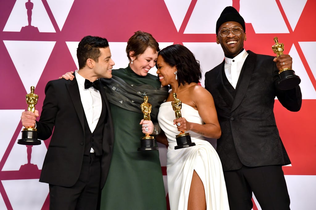 Pictured: Rami Malek, Olivia Colman, Regina King, and Mahershala Ali