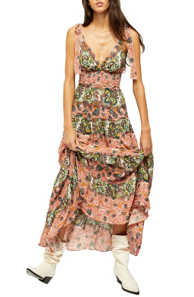 Free People Let's Smock About It Floral Print Maxi Dress