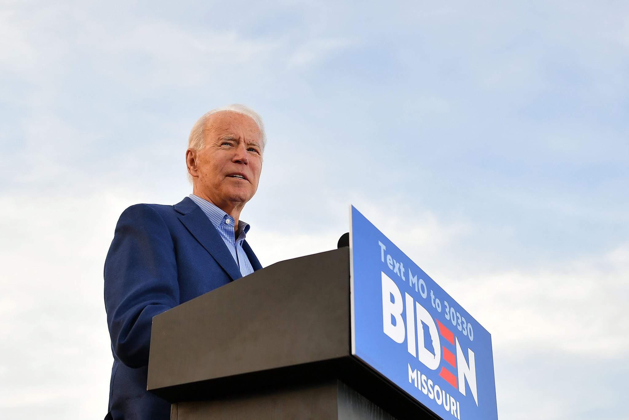Democratic presidential candidate former Vice President Joe Biden speaks during a campaign rally at the WWI Museum and Memorial in Kansas City, Missouri on March 7, 2020. (Photo by MANDEL NGAN / AFP) (Photo by MANDEL NGAN/AFP via Getty Images)
