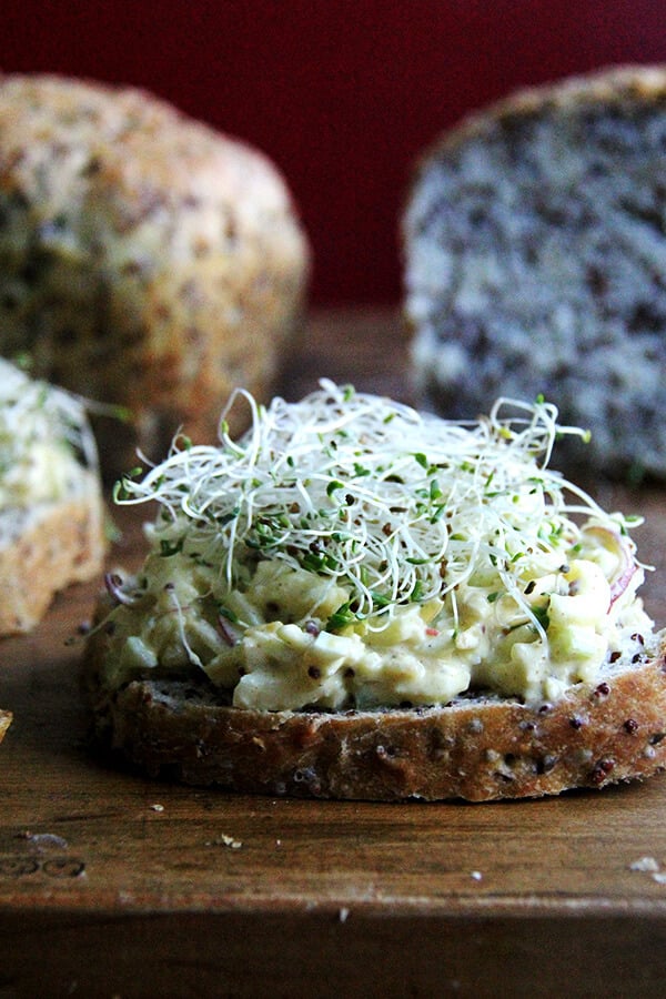 Smoked Trout and Avocado Salad Toasts