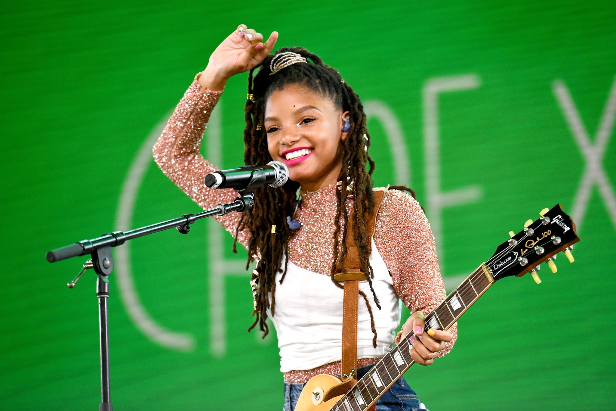 INDIO, CA - APRIL 14:  Singer Halle Bailey of the duo Chloe x Halle performs on the Mojave stage during week 1, day 2 of the Coachella Valley Music and Arts Festival on April 14, 2018 in Indio, California.  (Photo by Scott Dudelson/Getty Images for Coachella  )