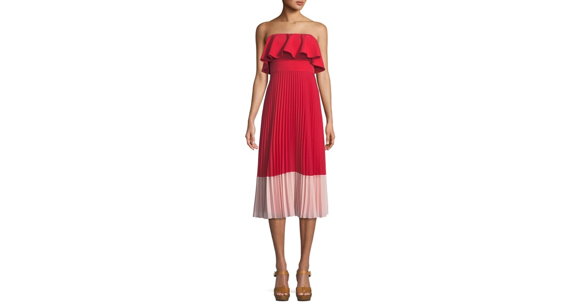Aidan mattox color block new arrivals pleated dress