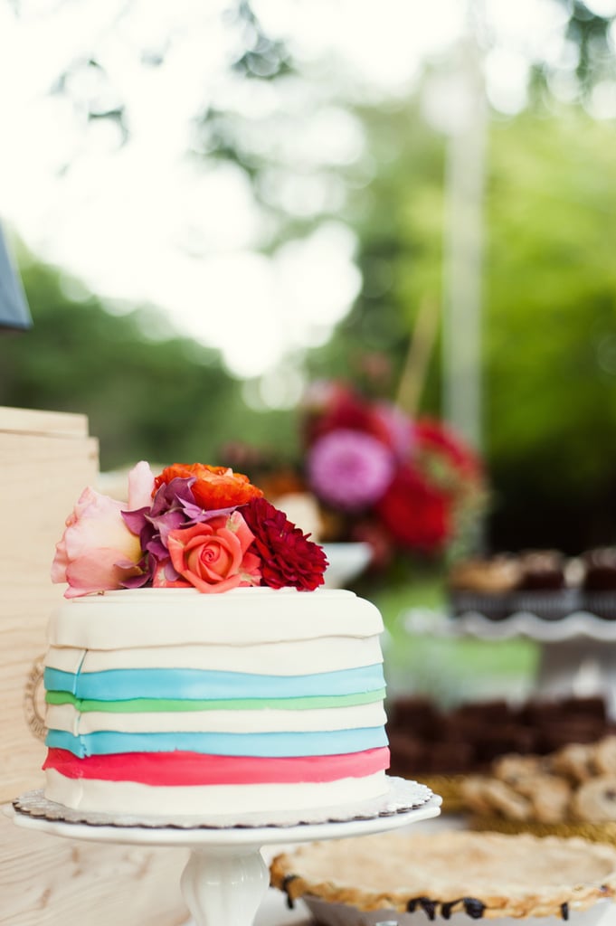 A cake that uses fondant for a pop of color — how cute!
