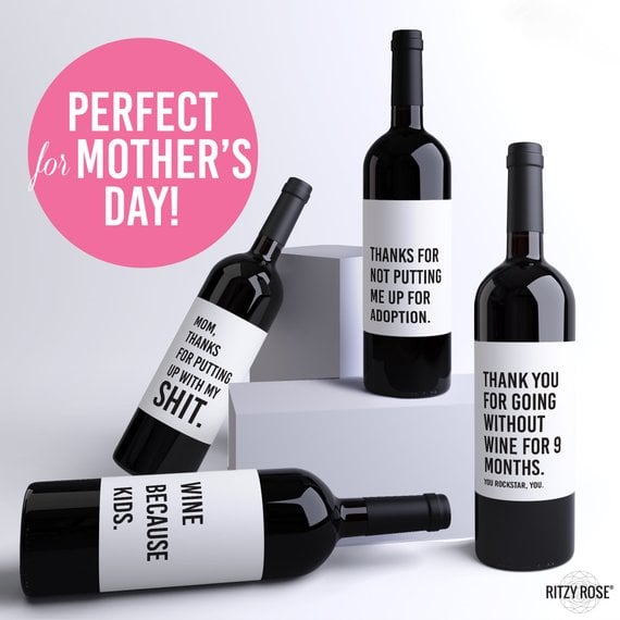 4 Funny Mom Wine Bottle Labels