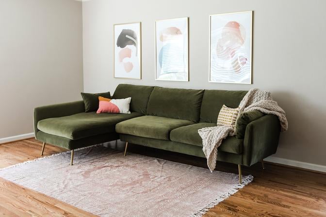 A Velvet Sectional: Albany Park Park Sectional Sofa