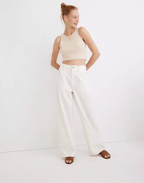 Madewell Cotton-Linen Pleated Wide-Leg Pants