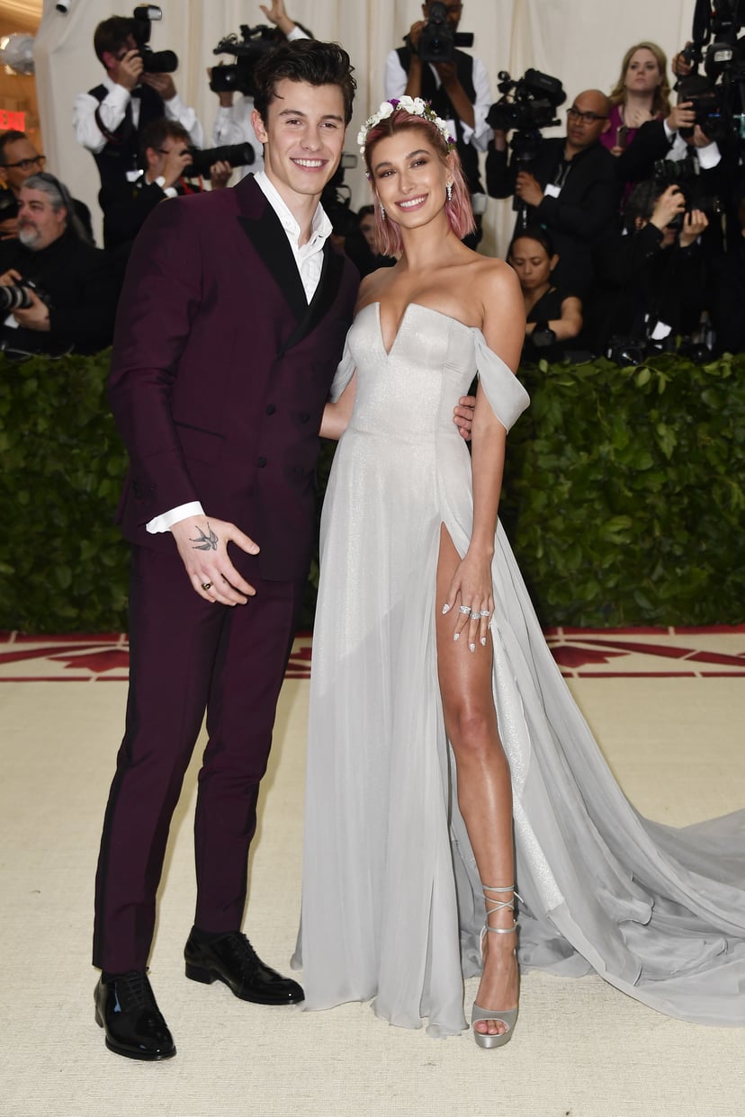 NEW YORK, NY - MAY 07: Shawn Mendes and Hailey Baldwin attend the Heavenly Bodies: Fashion & The Catholic Imagination Costume Institute Gala at The Metropolitan Museum of Art on May 7, 2018 in New York City.  (Photo by Frazer Harrison/FilmMagic)