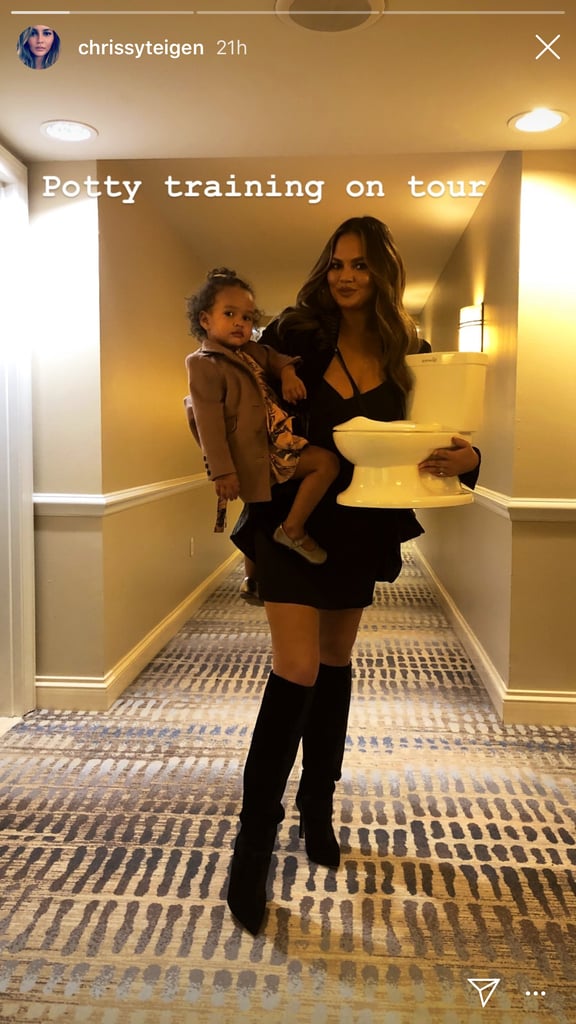 Chrissy Teigen Carries Potty Training Toilet on Tour