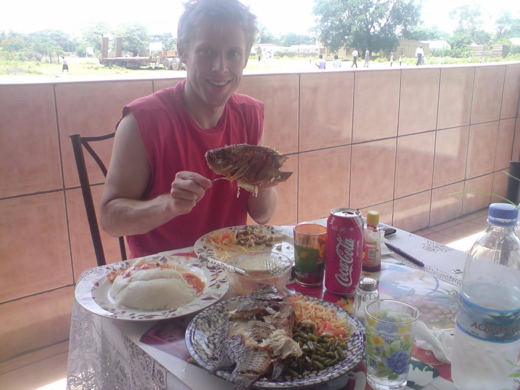 Garfors enjoyed a typical seafood meal while in Zambia.