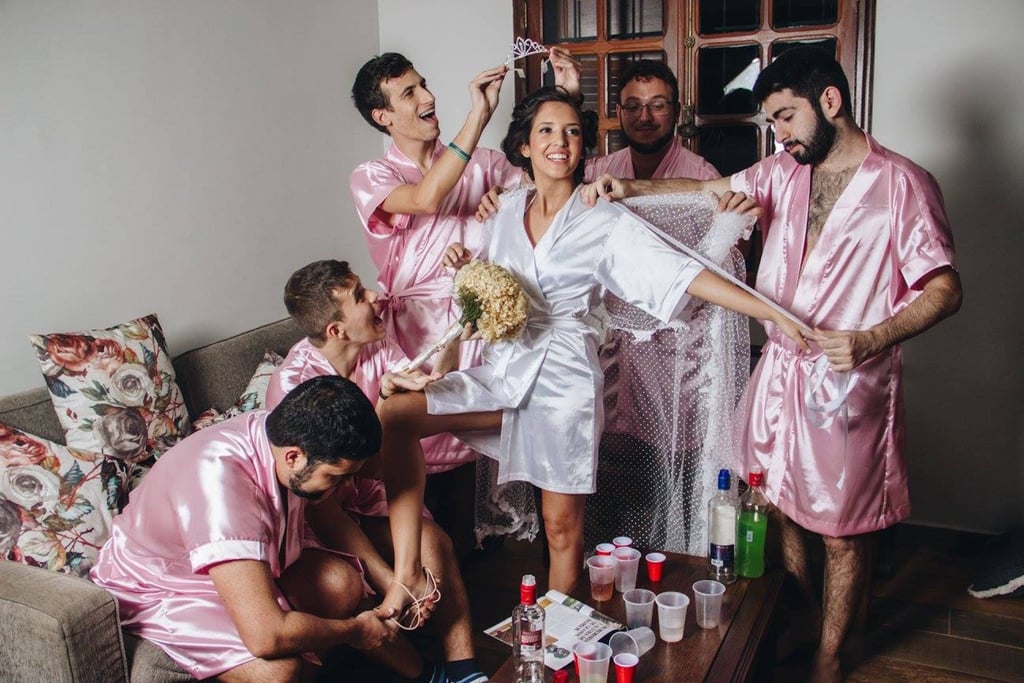 Bride Does Wedding Photo Shoot With Guy Friends