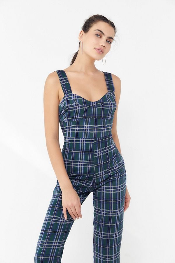 plaid jumpsuit outfit