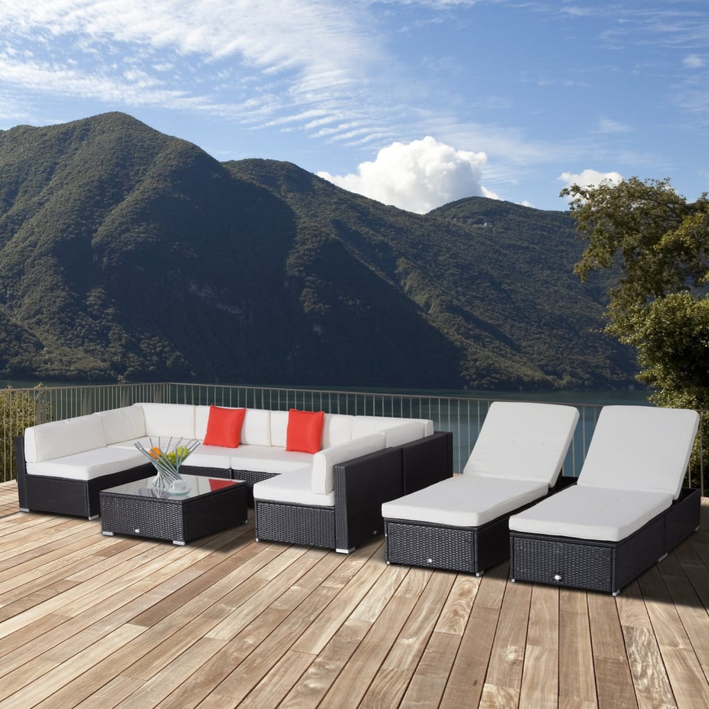 Outsunny Outdoor Patio Rattan Wicker Sofa Sectional and Chaise Lounge Furniture Set