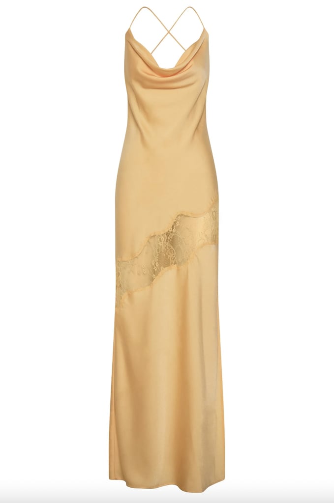 Meshki Chandra Lace Detail Satin Maxi Dress | Millie Bobby Brown's ...