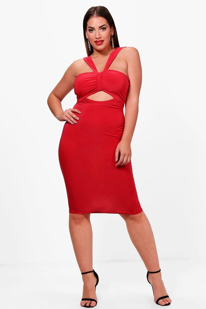 Boohoo Knot Front Bandeau Bodycon Dress