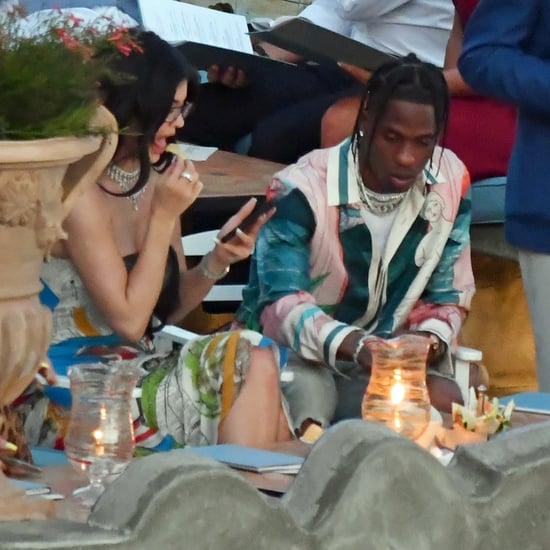 Kylie Jenner Printed Dress in Italy With Travis Scott