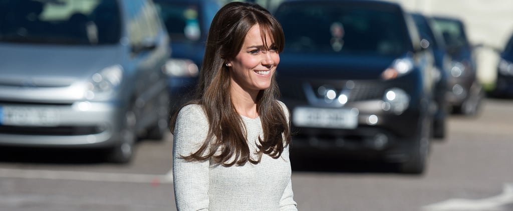 Kate Middleton Wearing Gray Peplum Dress