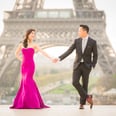 The Bride's 2-Piece Engagement Gown Almost Upstaged the City of Paris in the Background