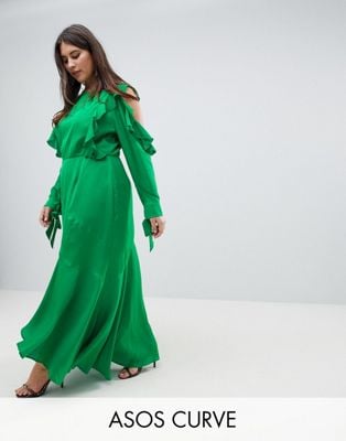 Asos Design Curve Ruffle Sleeve Maxi Dress