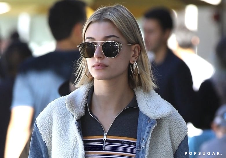 Hailey Baldwin Wearing a Crop Top and Sweatpants