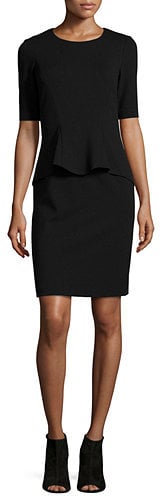 Lafayette 148 New York Sheath Dress W/ Front Peplum ($448)