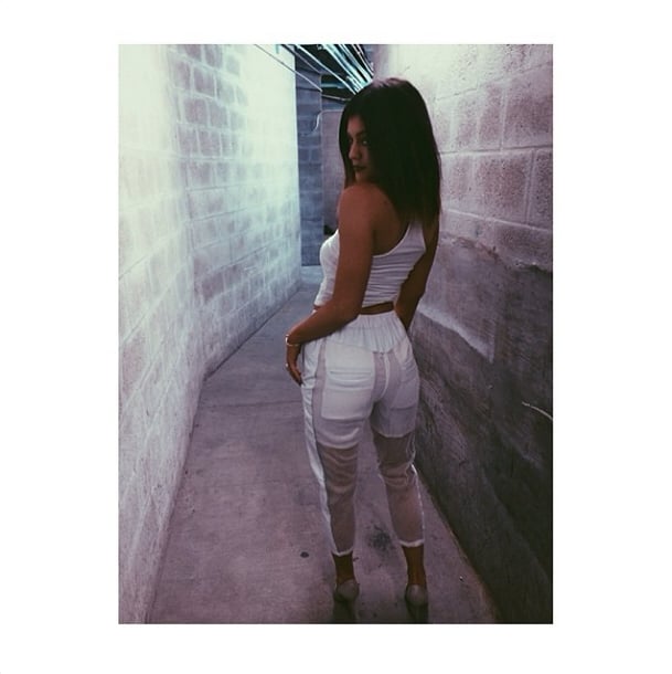 Kylie Looked Back at It in Sheer White Pants