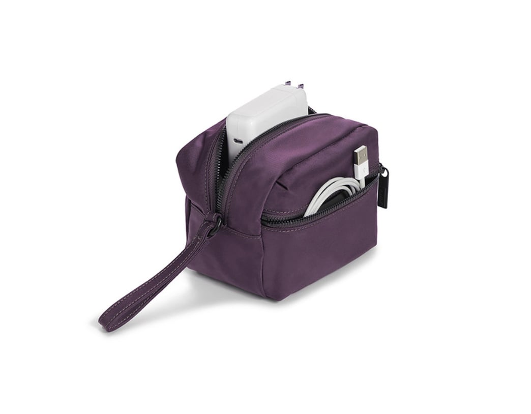 purple away luggage