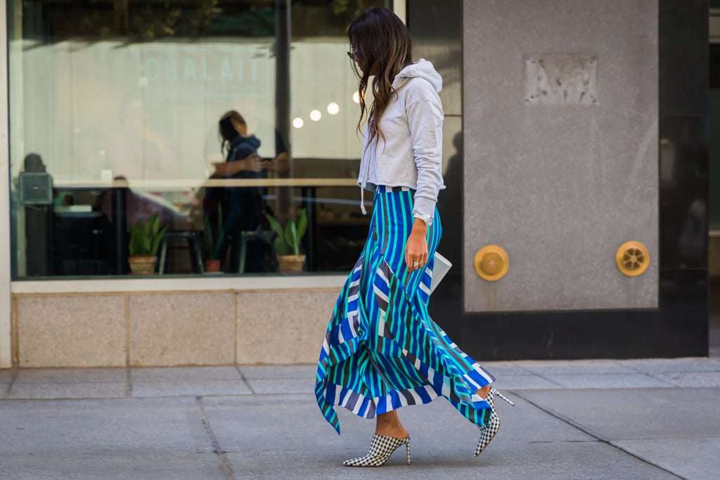 Cropped Hoodie + Striped Skirt