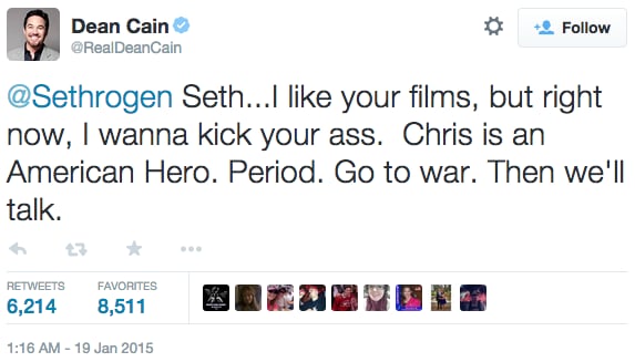 Randomly, Dean Cain criticized Rogen's position to comment.