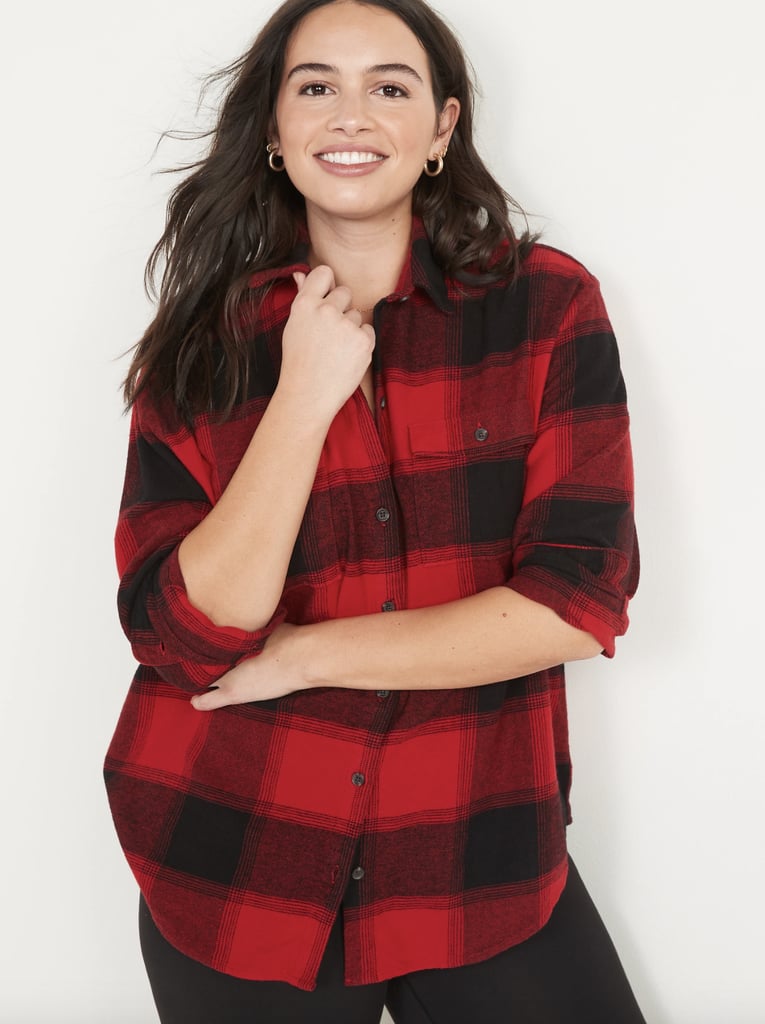 Old Navy Oversized Plaid Flannel Boyfriend Tunic Shirt