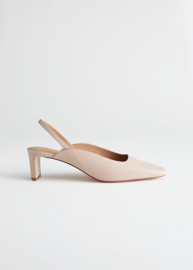 & Other Stories Square Toe Leather Mules