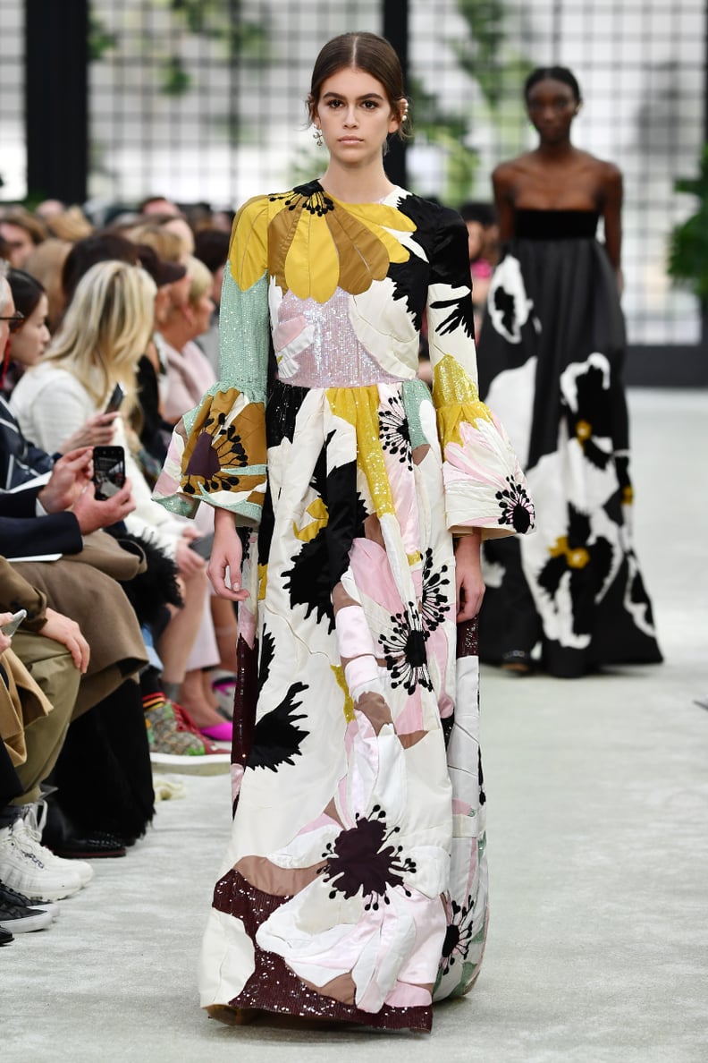 The Young Model Wore a Floral Maxi Dress With Bell Sleeves When She Walked For Valentino