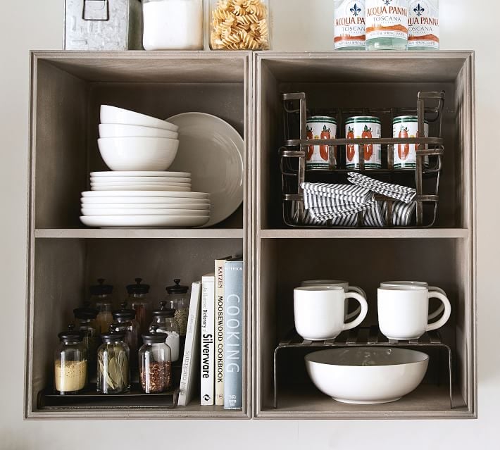 Mission Modular System Stackable Basket ($50), Spice Rack ($50), and Shelf Riser ($59)