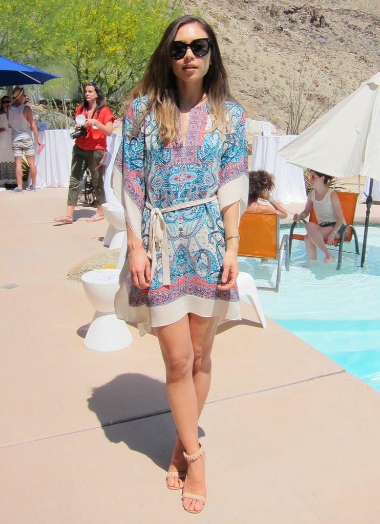 Rumi Neely showed off her festival style in a BCBG Max Azria printed tunic dress and nude ankle-strap sandals.
Source: Chi Diem Chau