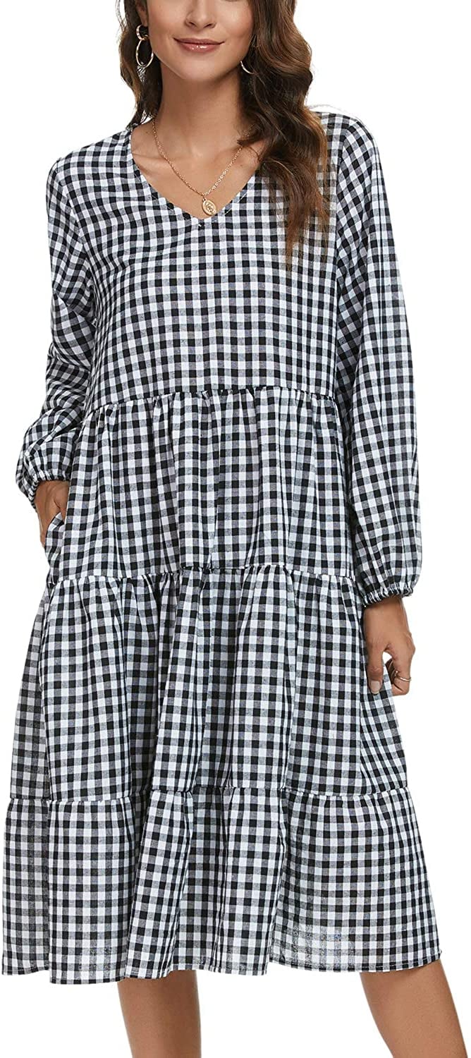 Tivanna V Neck Plaid Dress