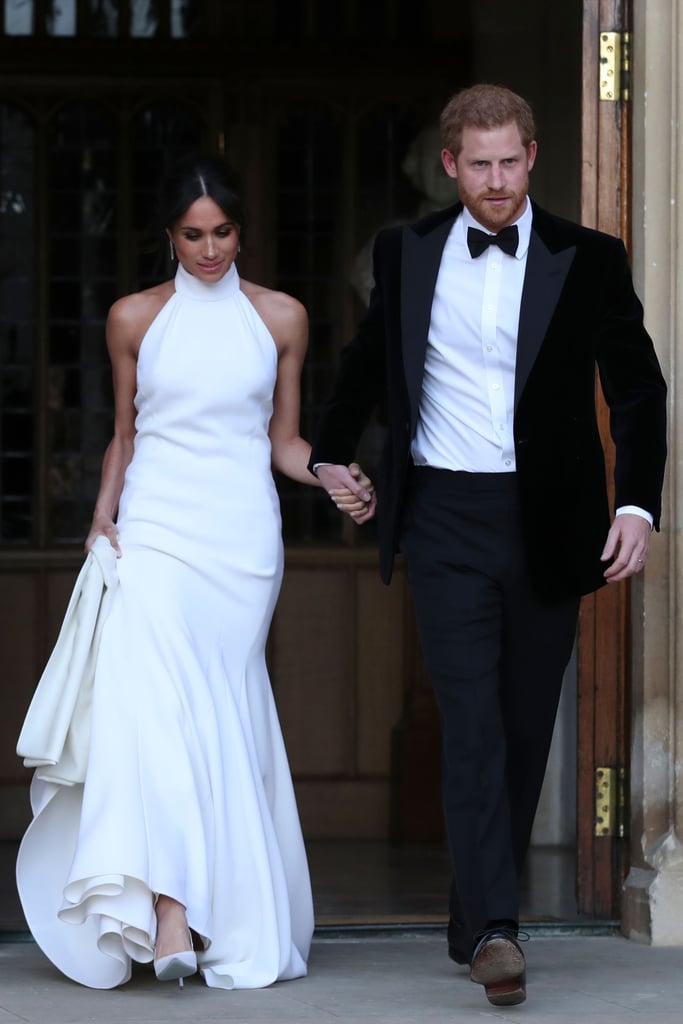 Of course, Meghan's bespoke Aquazzura pumps did not go unnoticed as she lifted her Stella McCartney train to head to her wedding reception at the Frogmore House on May 19, 2018.