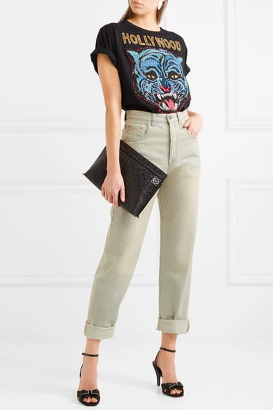 Gucci Printed High-Rise Straight Leg Jeans