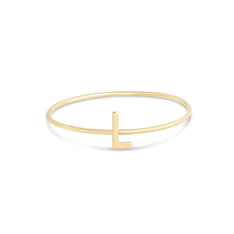 Stone and Strand Gold Initial Ring