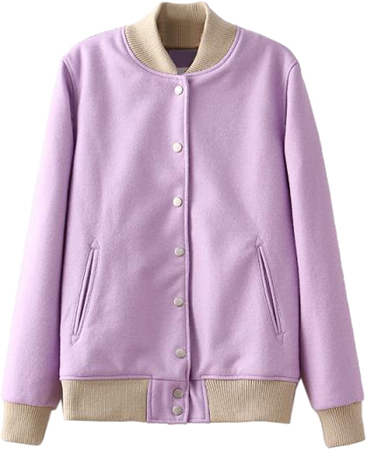Choies Purple Wool Padded Bomber Coat