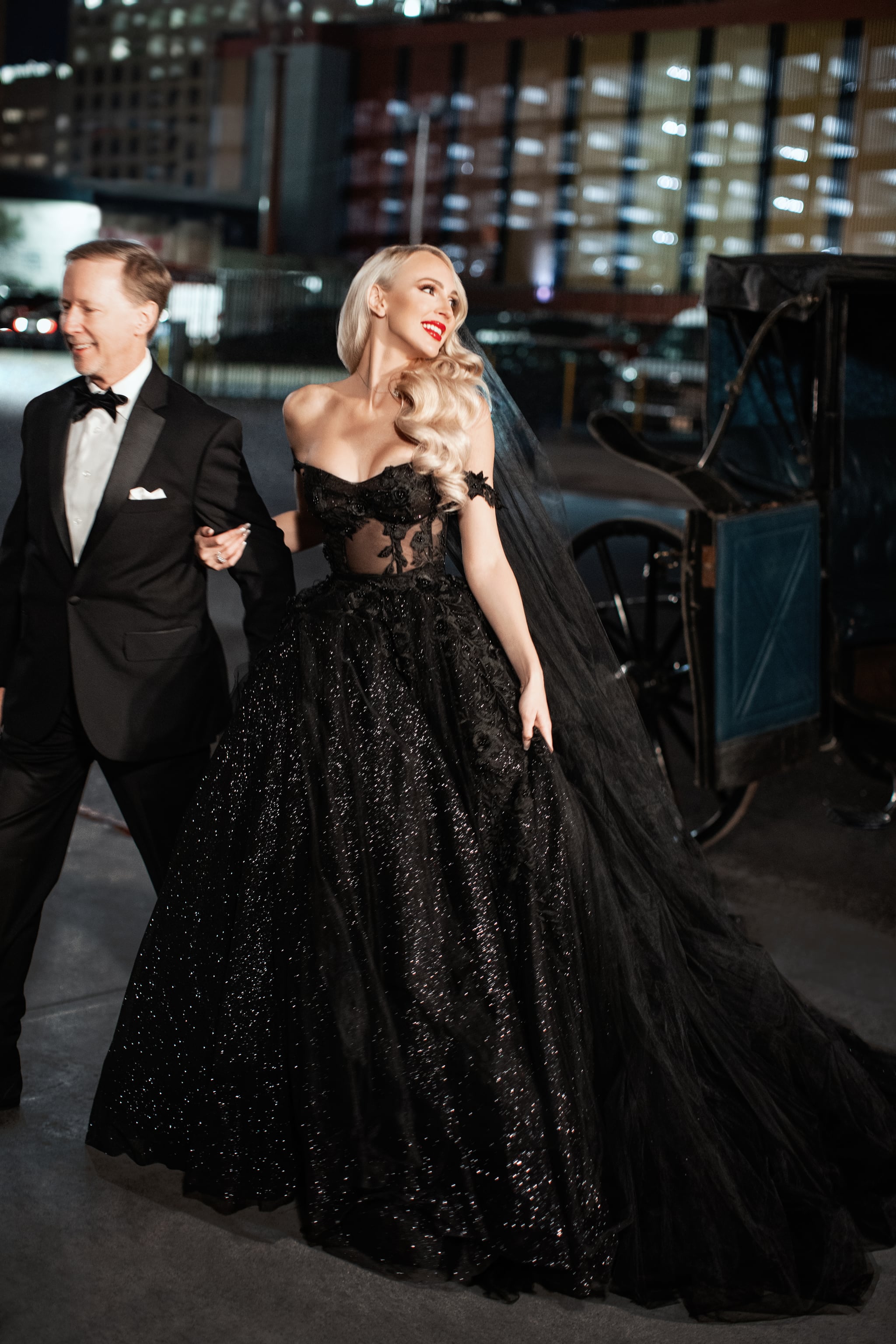 Fashion, Shopping & Style | Selling Sunset: Christine's Black Wedding Dress  Included a 22-Foot Veil Fit For a "Gothic Barbie" | POPSUGAR Fashion Photo 5