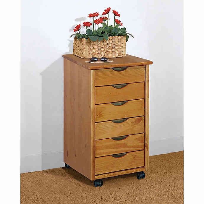 Adeptus Six-Drawer Roller Cart in Pine