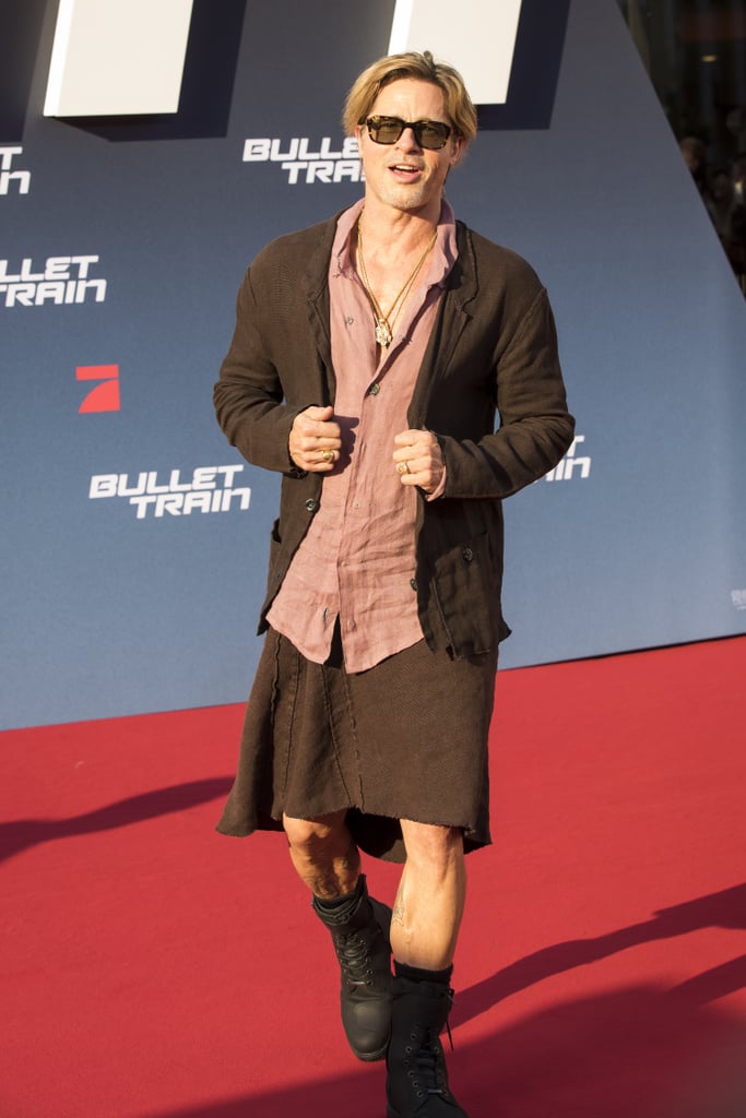 Brad Pitt Wears Linen Skirt to Bullet Train Premiere: Photos