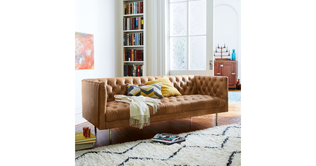 west elm modern chesterfield leather sofa