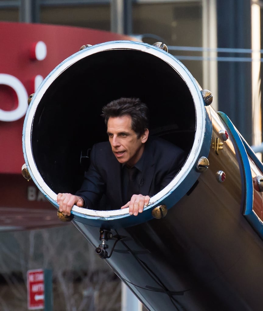 Ben Stiller filmed an extravagant scene for The Late Show With David Letterman in NYC on Monday.