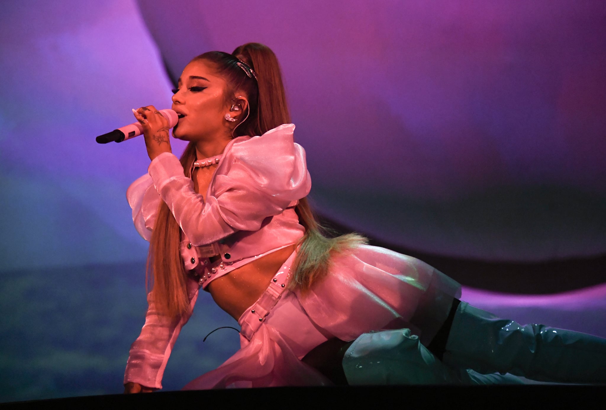 LONDON, ENGLAND - AUGUST 17: Ariana Grande performs on stage during her 