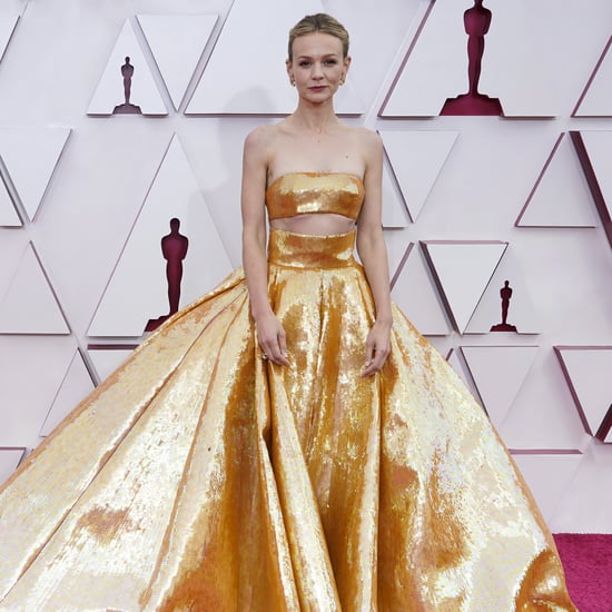 Carey Mulligan's Gold Valentino Skirt at the 2021 Oscars