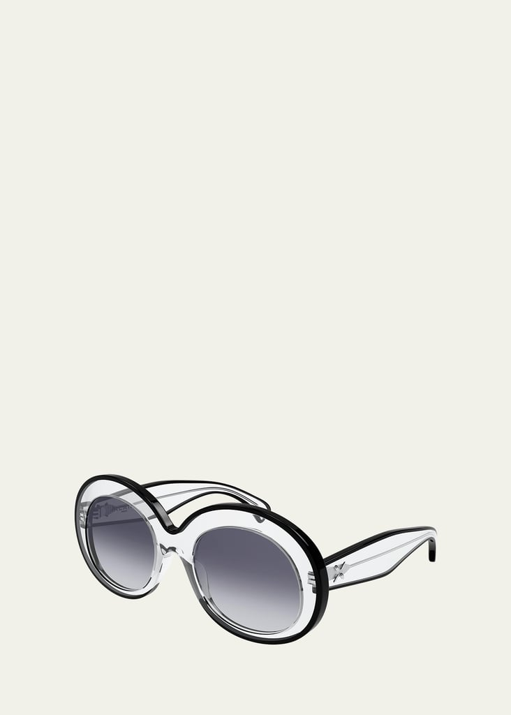 Alaïa Clear Contrasting Round Acetate Sunglasses